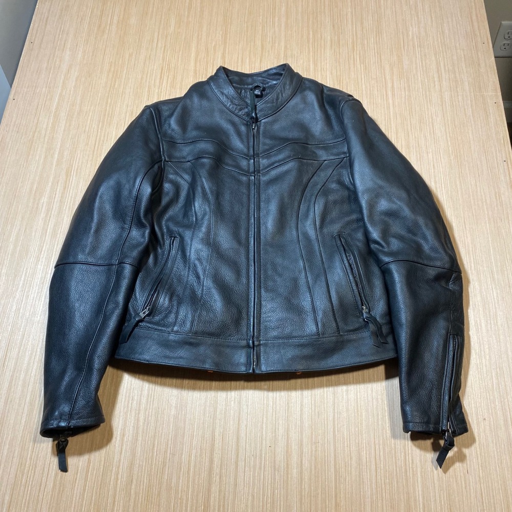 First Classics Black Leather Motorcycle Jacket Thinsulate Lined Womens Medium